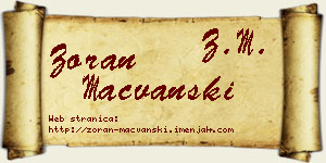 Zoran Mačvanski vizit kartica